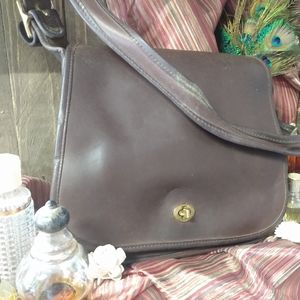 Rare Vintage Dark Brown Leather Coach (L96-9525) Stewardess Crossbody Bag